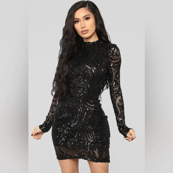 Fashion Nova | Dresses | Fashion Nova Wildest Dreams Sequin Dress Black |  Poshmark